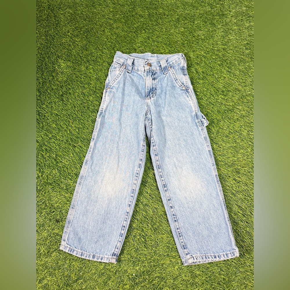Vintage Lee Riveted Carpenter Jeans Kids 5 Slim Light Wash Denim Youth